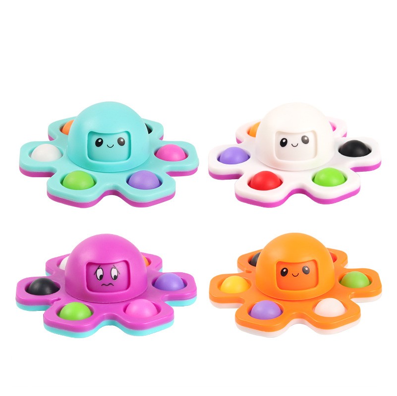 

Rotation spinning top Sunflower Shape gifts Fidget Toy Push Bubble Pops Decompression Face changing Flower Board Sensory Fidgets Toys Surprise wholesale