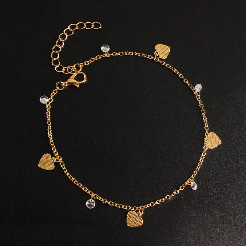 

Barefoot Sandals Jewelry Bohemian Beach Ankle Bracelets Fashion Crystal Heart Chain Anklets For Women Accessories