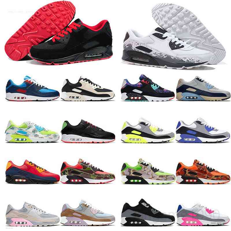 

2019 New 90 Casual Shoes Classic Men Women Sports Shoes Black Red White Trainer Air Cushion Breathable Air90 Canvas Shoes GR3S