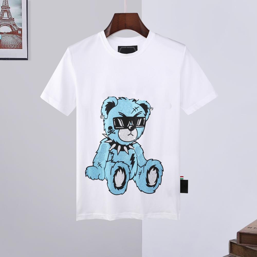 

LYP 2021 New Designers T Shirts Mens Skull off Men T Shirt fear of god Rhinestone Short Sleeves Women Men t shirt white handbag Dunk Bear, White;black