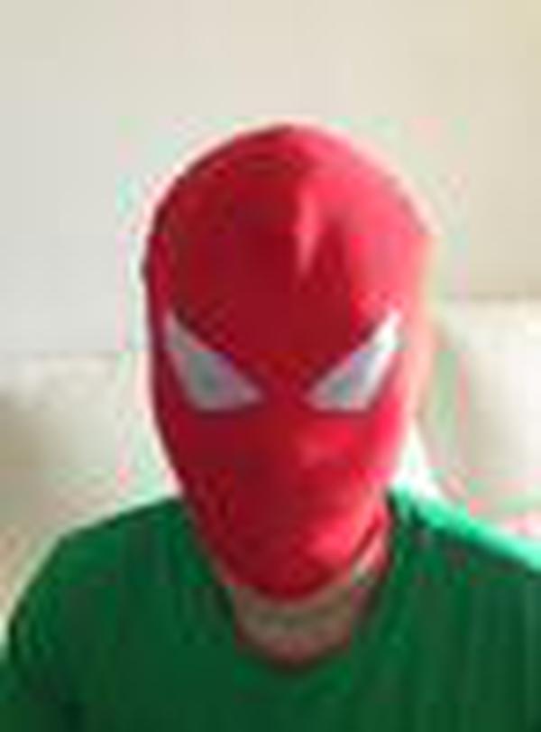 

Halloween Lycra Spandex zentai costume all Mask/Hood Red with white eyes, Silver