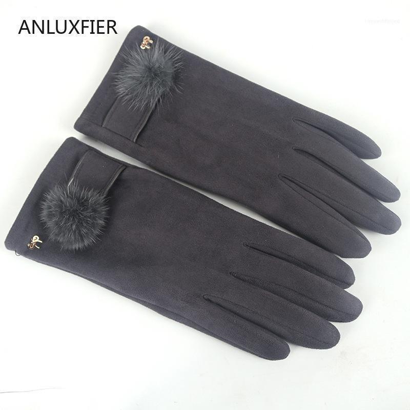 

Five Fingers Gloves H9931 Korean Fashion Women Lady Autumn Winter Wind-proof Warm Thermal Mittens Outdoor Thin Touch Screen Simple Hand Muff