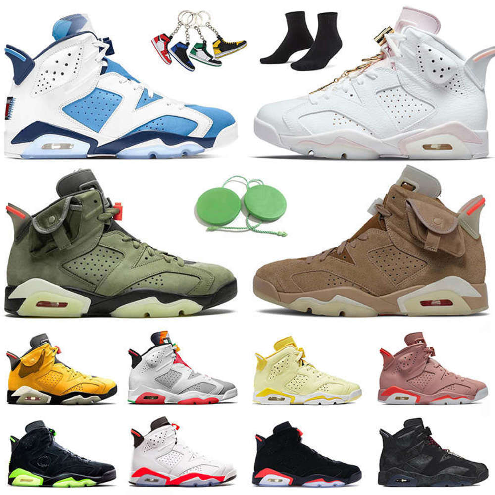 

Jumpman UNC 6 Gold Hoops Men Women Basktball Shoes British Khaki Carmine 6s vi hare denim grey travis cactus jack hommes sports sneakers, 36-40 millennial pink