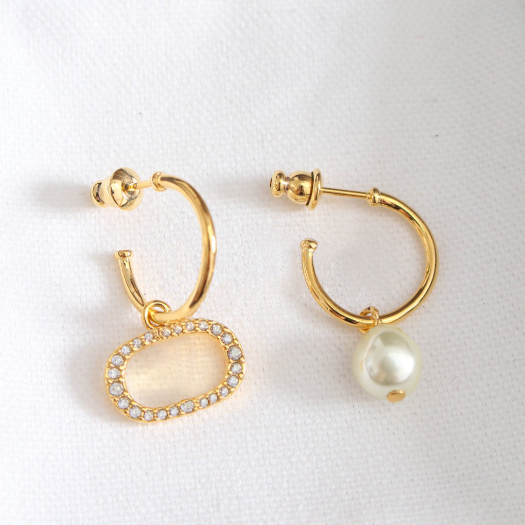 

Fashion Colored letter hoop earrings aretes for women party wedding lovers gift jewelry engagement with box HB0427, Golden