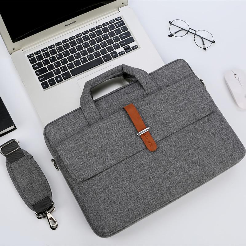 

Briefcases Waterproof PU Leather 13 14 15.6 Inch Laptop Bag Men Women Business Handbag Female Notebook, Black