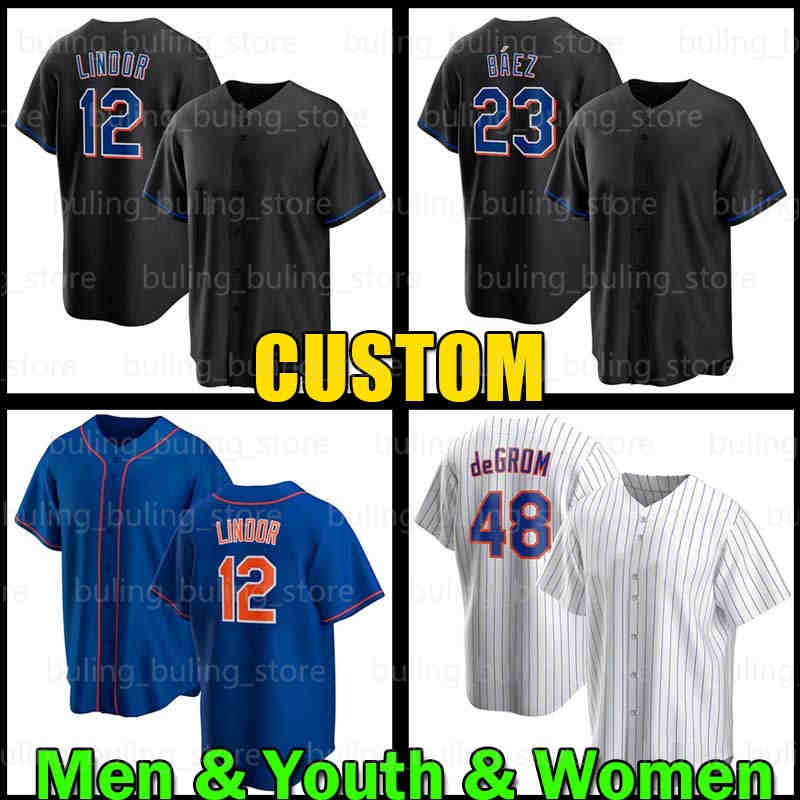 

12 Francisco Lindor Baseball Jersey 20 Pete Alonso 48 Jacob deGrom Mike Piazza Javier Báez Darryl Strawberry Al Leiter New York''Mets''Jeff McNeil Black 2022, Custom men 2022 new cool base(d d h)