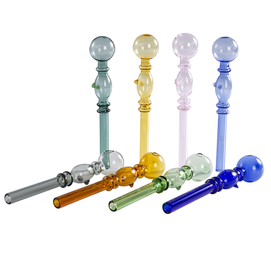 

Burning Colorful Handcraft Pyrex Glass Oil Burner Pipes Thick Glass Tobacco Dry Herb Mini Smoking Hand Pipe for Dab Rig Water Bongs