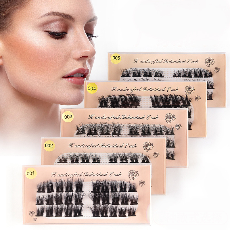 

New Segmented Grafted Single Cluster False Eyelashes Natural Dense Three Row Self Grafteds Simulated Eye Lashes