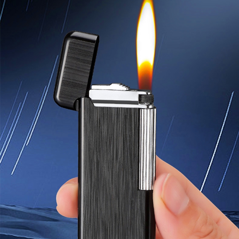 

Windproof Flint Gas Lighter Jet Compact Gasoline Free Fire Butane Metal Cigarette Lighters Inflated Gadget Men Gift
