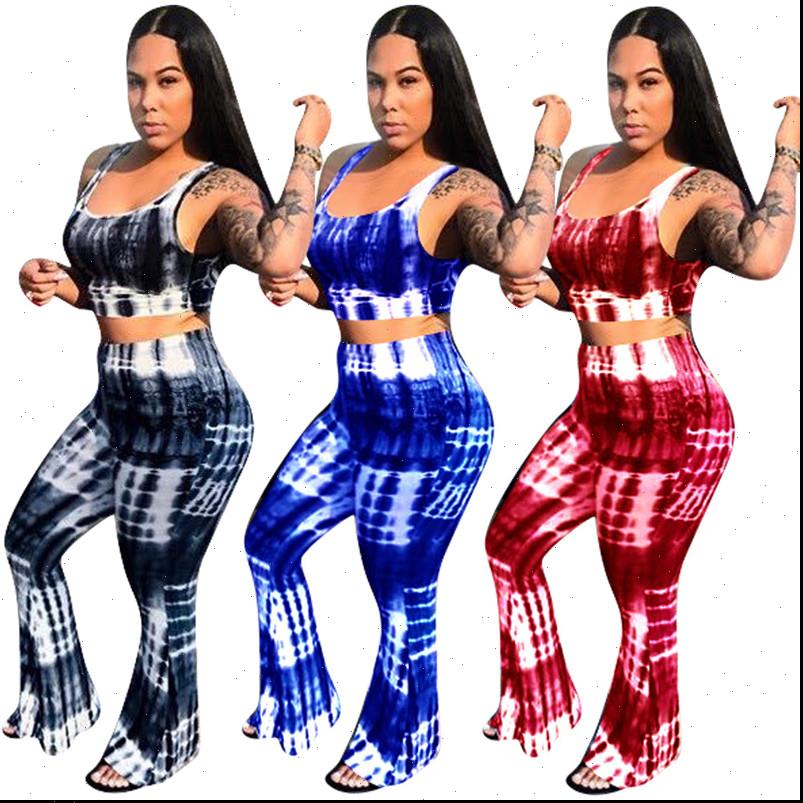 

3 color summer fashion women tracksuits 2 piece outfits streetwear style short print tank long flared pants plus size, Gray