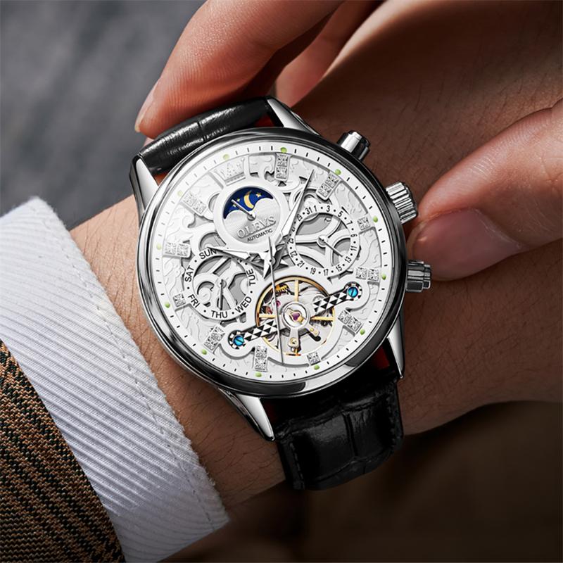 

Wristwatches Top Men Skeleton Watch Automatic Movement Waterproof Multifunction Fashion Mechanical, Blue