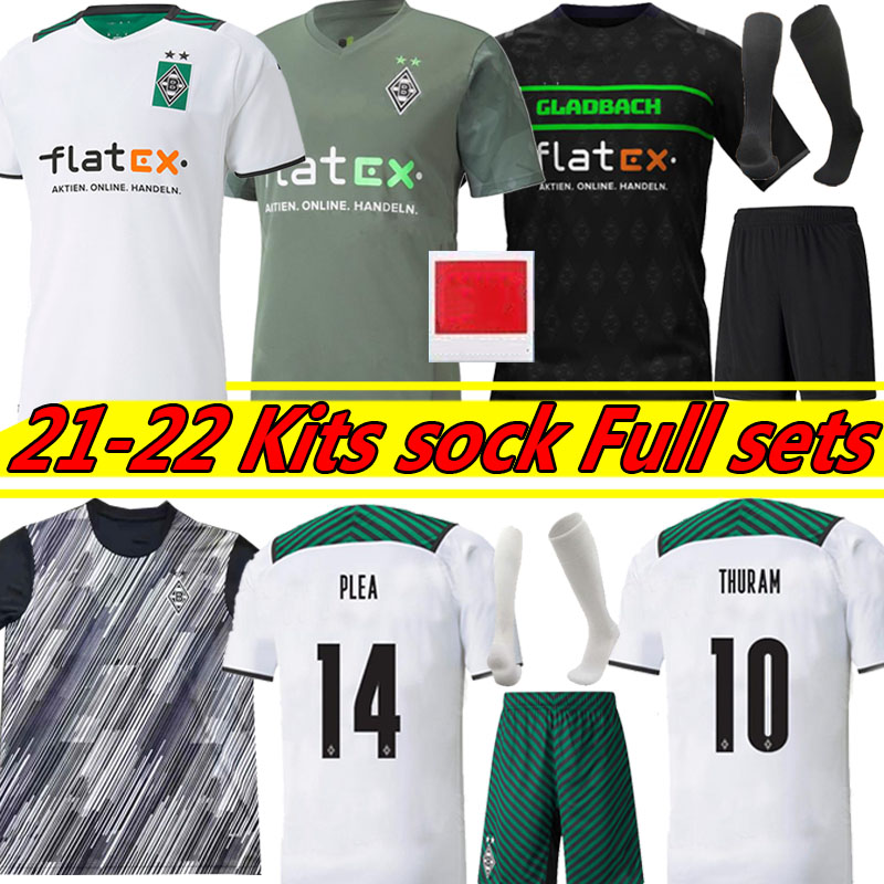

21/22 Borussia Monchengladbach soccer jerseys 2021 2022 Gladbach STINDL ELVEDI PLEA ZAKARIA NEUHAUS GINTER THURAM EMBOLO men+kids Kits sock Full set foootball shirt, 21-22 home kids