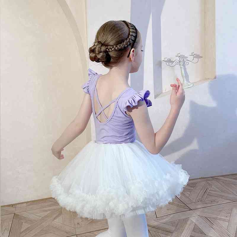 

Children's dance summer light blue girls' practice clothes split suit Chinese ballet white skirt