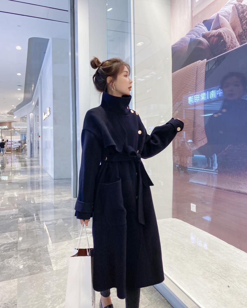 

Women's Trench Coats 2021 Women Autumn Top Cloak Coat Double Breasted Long Outerwear Lady Sleeve Elegant Overcoat Casual Vintage Jacket, Tan;black