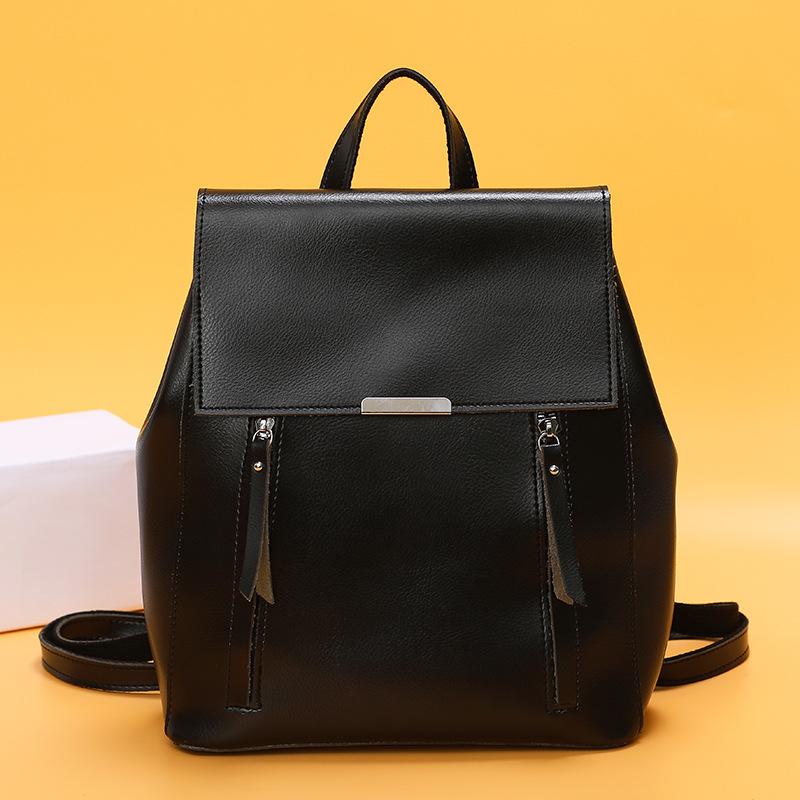 

Outdoor Bags 2021 Backpack PU Leather Student Bag Ladies, Black