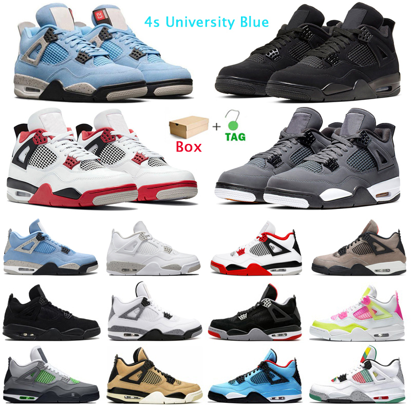 

Basketball Shoes Jumpman 4s University Blue 4 White Oreo Fire Red Taupe Haze Court Purple Black Cat Mens Trainers Sport Sneakers with box, #12