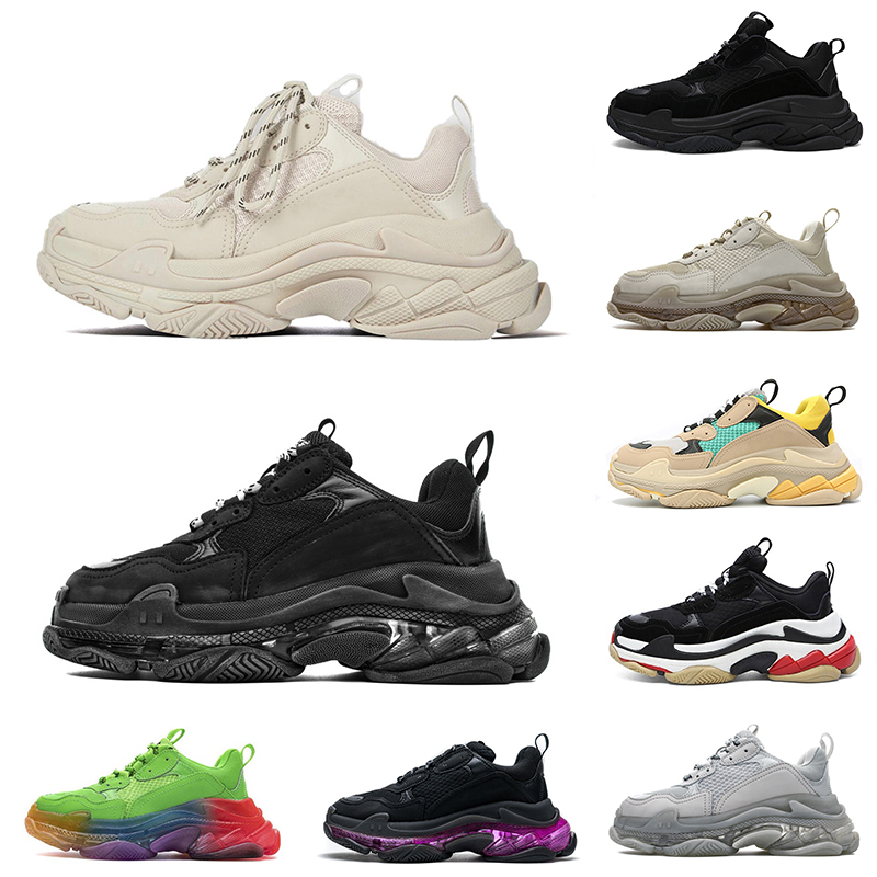 

Triple S Sneakers Designers Platform Mens Womens Casual Shoes 2021 Beige Luxurys Paris 17FW All White Speed Black Pink Vintage Dad Trainers Size 36-45, A1 triple white 36-45