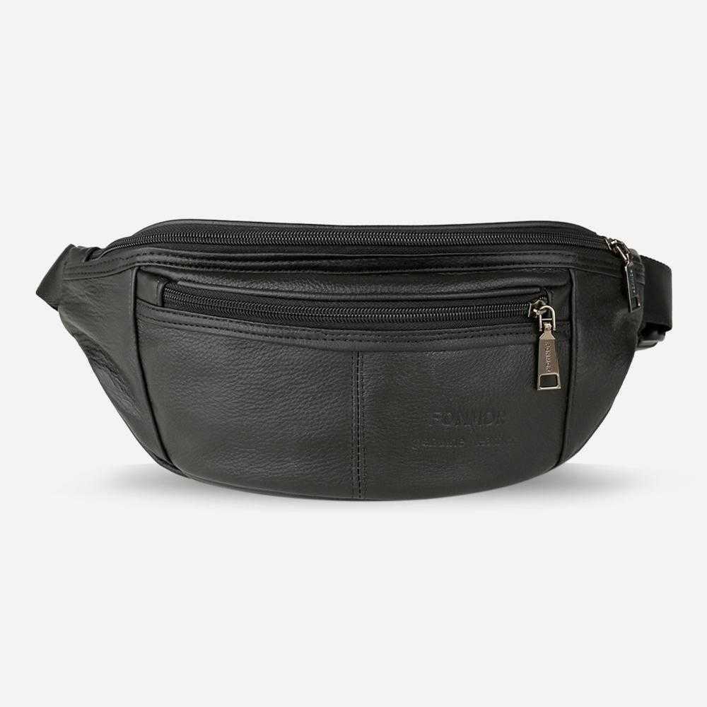 

Vintage Men Women Waist Bag Sports Shoulder Messenger Packs Casual Fanny Waist Belt Packs Genuine Leather Crossbody Phone Money 210708, Black