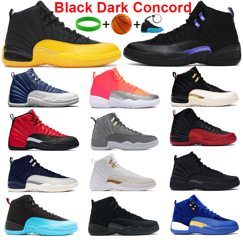 

Top quality 12s 12 University gold basketball shoes indigo Black Dark Concord sunri deep royal blue sneakers Reverse flu game Bulls men trainers, Bubble wrap packaging