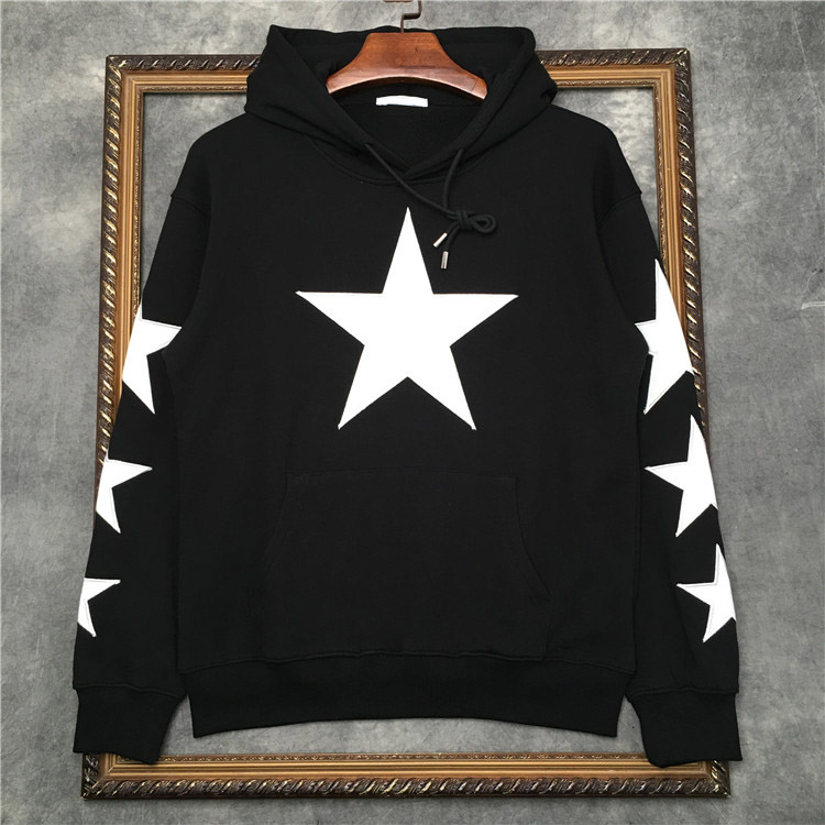 

Europe mens hoodies Luxury fashion men embroidery white star printing sweatshirt womens Clothes Hoodie Designer Pullover Sweatshirts Jumpers, Black