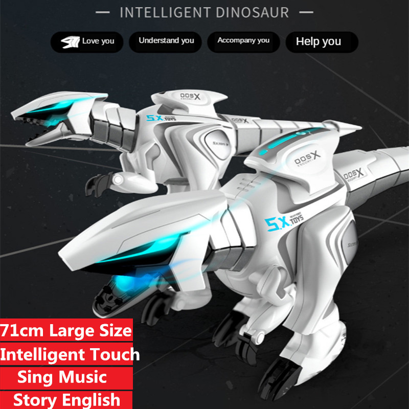 

Kid Best Educational Toy Friend Toy 71CM Large Size High Simulaiton Electric Remote Control Dinosaur Robot Music Speak Walk Sing, White