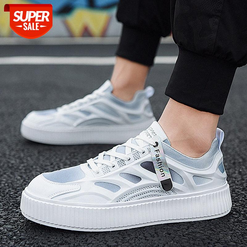 

Summer men's shoes Korean low-top fashion trend gradient casual breathable mesh sports #3u0L, White gray