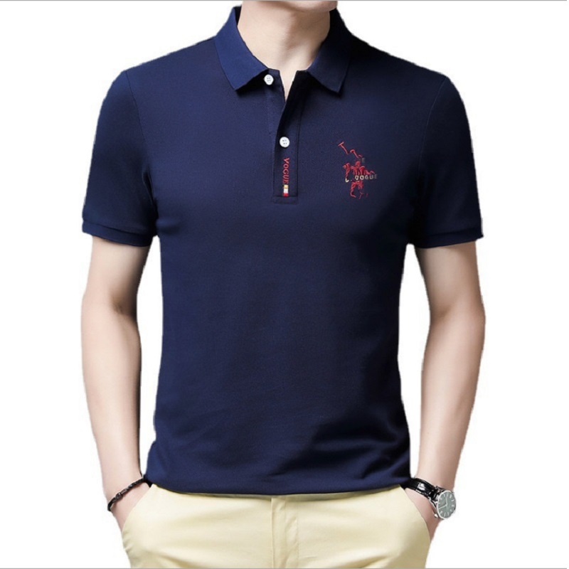 

2021 summer fashion trendy lapel short-sleeved T-shirt men trendy men's embroidered business casual POLO shirt, White;black
