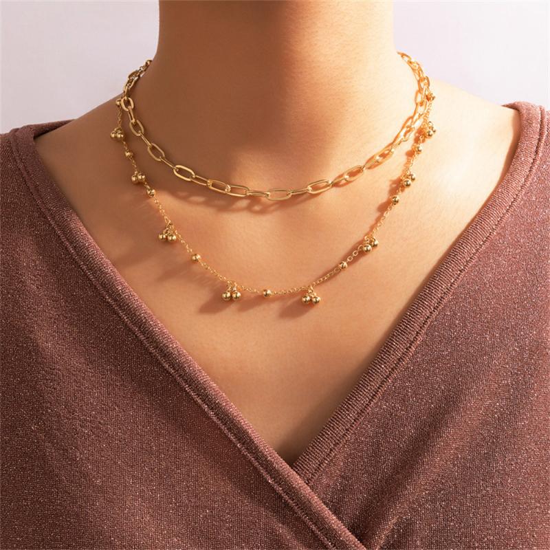 

Pendant Necklaces Vintage Gold Punk Thick Chain Metal Bead Necklace For Women Female Boho Fashion Simple Multilevel Hip Hop Jewelry Gift