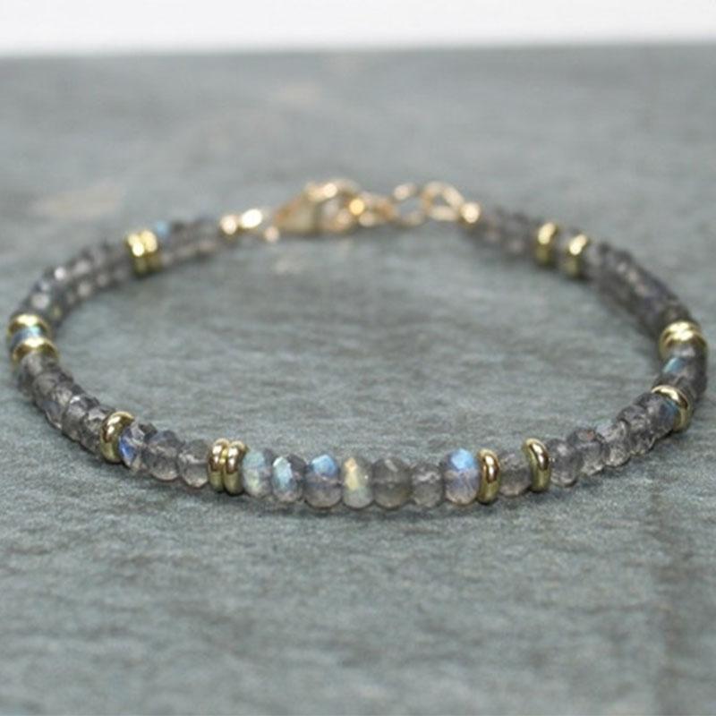 

Beaded, Strands Labradorite Bracelet Brass Blue Flash Beaded Layering Black Bracelets Womens Jewelry