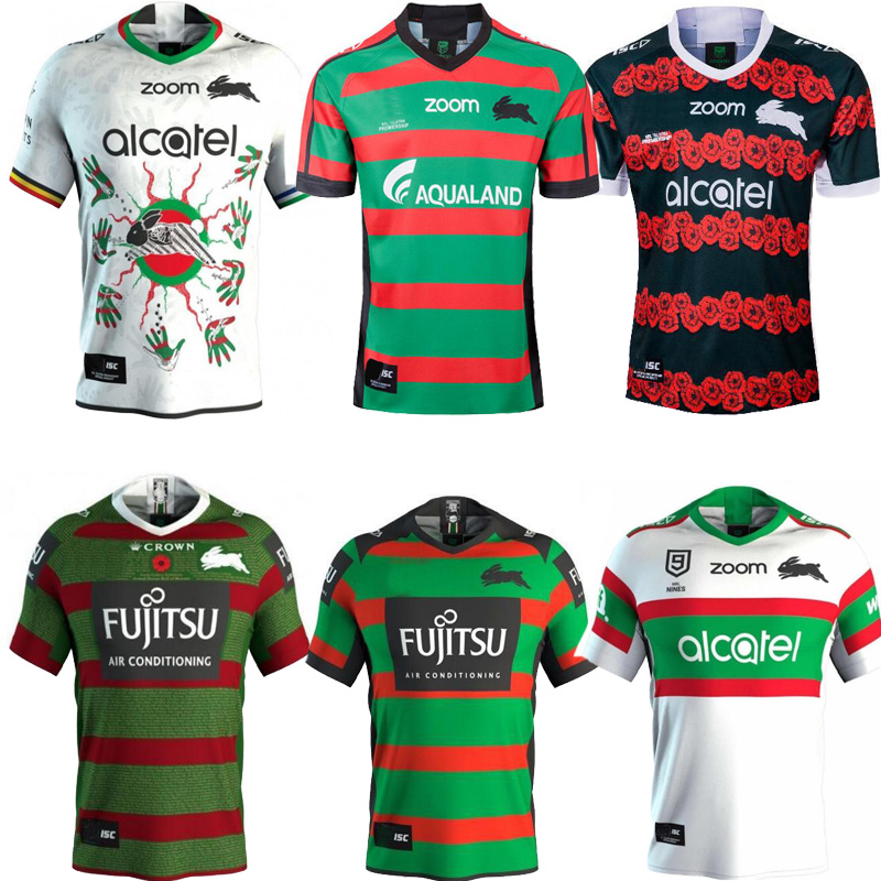 

2021 South Sydney Rabbitohs Home ANZAC Indigenous Jersey 20 21 NRL jerseys Shorts Australia maillot de rugby, Red