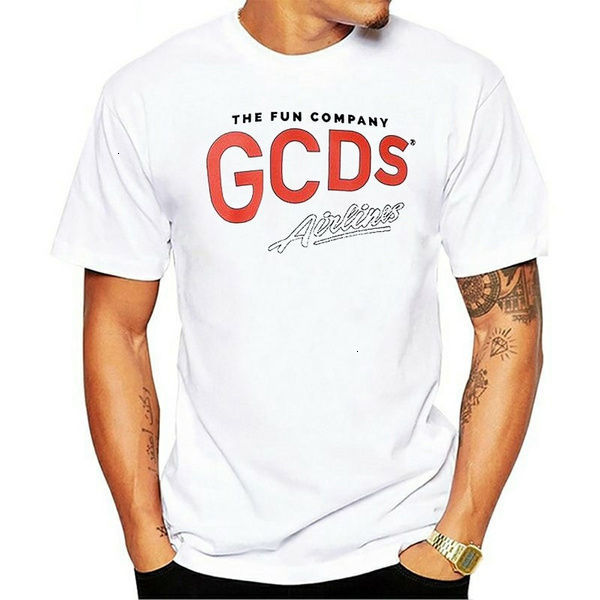 

2021 Fashion 100% cotton T-shirt Gcds Men's White Airlines Short Sleeve Tops casual stylish retro