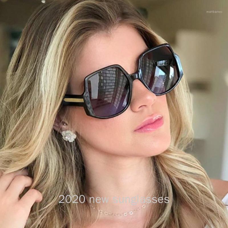 

Sunglasses 2021 Flat Top Oversize Square Women Fashion Retro Gradient Sun Glasses Men Green Big Frame Vintage Eyewear UV400 NX