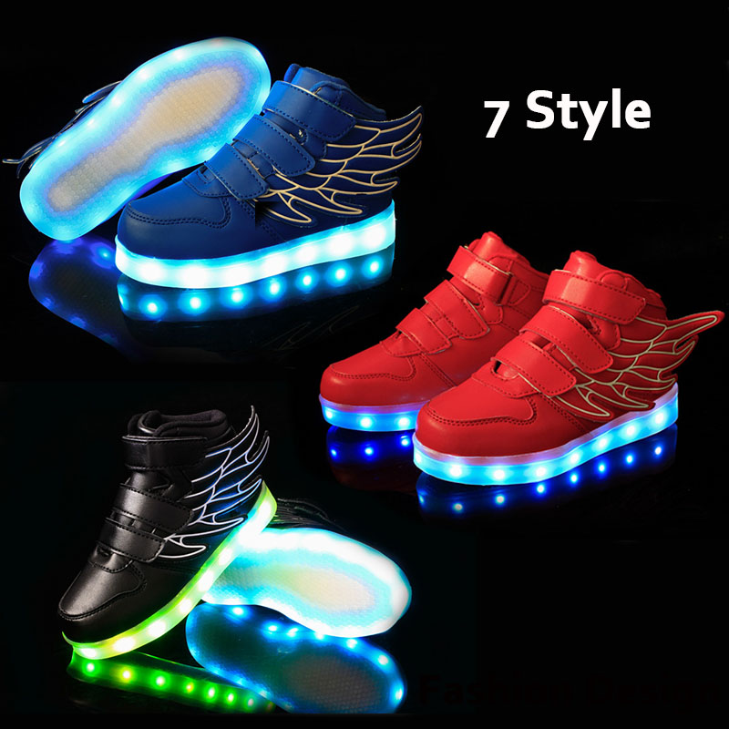 

Size 25-37 Children Glowing Sneakers Kid Luminous Sneakers for Boys Girls Led Sneakers with Luminous Sole Lighted Shoes, Black