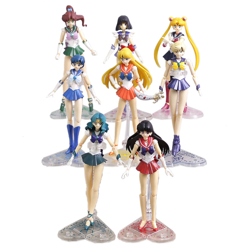 

Anime Sailor Moon Venus Jupiter Mercury Mars Saturn Neptune Uranus PVC Action Figures Collectible Model Toys 8 Styles X0503, Sailor mercury