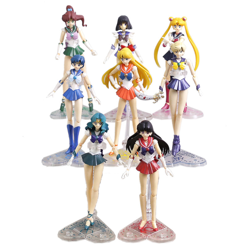

Anime Sailor Moon Venus Jupiter Mercury Mars Saturn Neptune Uranus PVC Action Figures Collectible Model Toys 8 Styles X0503