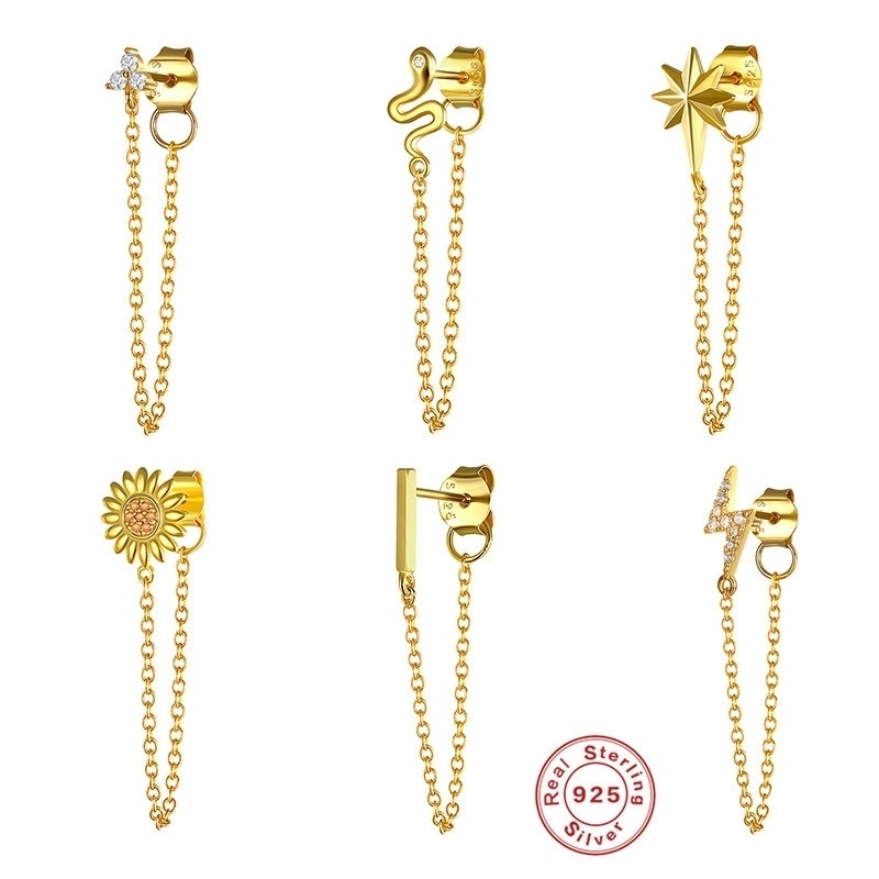 

S925 Sterling Silver Diamond Dangle Earrings Fashion Simple Design Tassel Women Ear Stud For Women Wedding Jewelry Gift