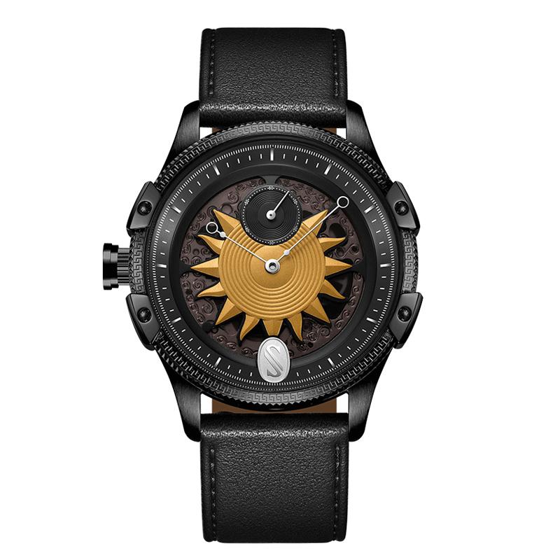 

Wristwatches Sniica Automatic Men Watch Sapphire Glass See Through Back Leather Strap 10ATM, Green