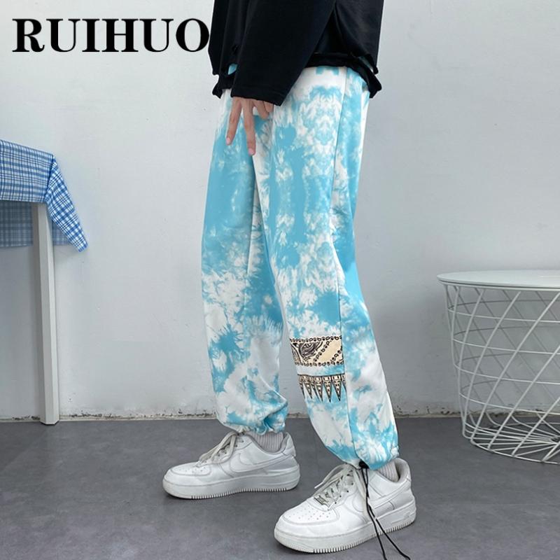 

Men's Pants RUIHUO 2021 Tie-dye Harem Men Trousers Casual Joggers Sweatpants Hip Hop Streetwear Male Plus Size M-5XL, Black