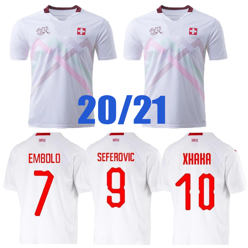 

suisse 20 21 Switzerland soccer jersey Maillots de away white 2021 Akanji Zakaria Rodriguez Elvedi Football jerseys, Black