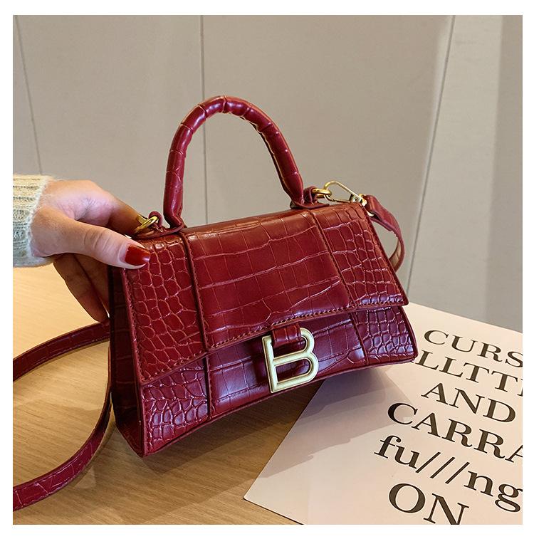 

Designer Luxury Top-Handle Tote Women Alligator Leather Hourglass Shoulder Bag Girl Brand B Metal Crossbody Bags Female 2021, Red crocodile