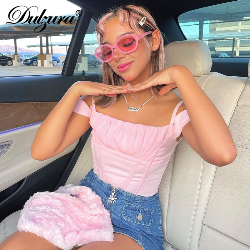 

patchwork women pink strap crop t shirt elegant streetwear party club 2021 summer clothes cute sweethigh quality, Black;gray