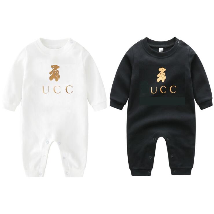 

Spring Fall Baby Boys Girls Long Sleeve Rompers Infant Cotton Cartoon Bear Jumpsuits Lovely Toddler Onesies Children Clothing, Black