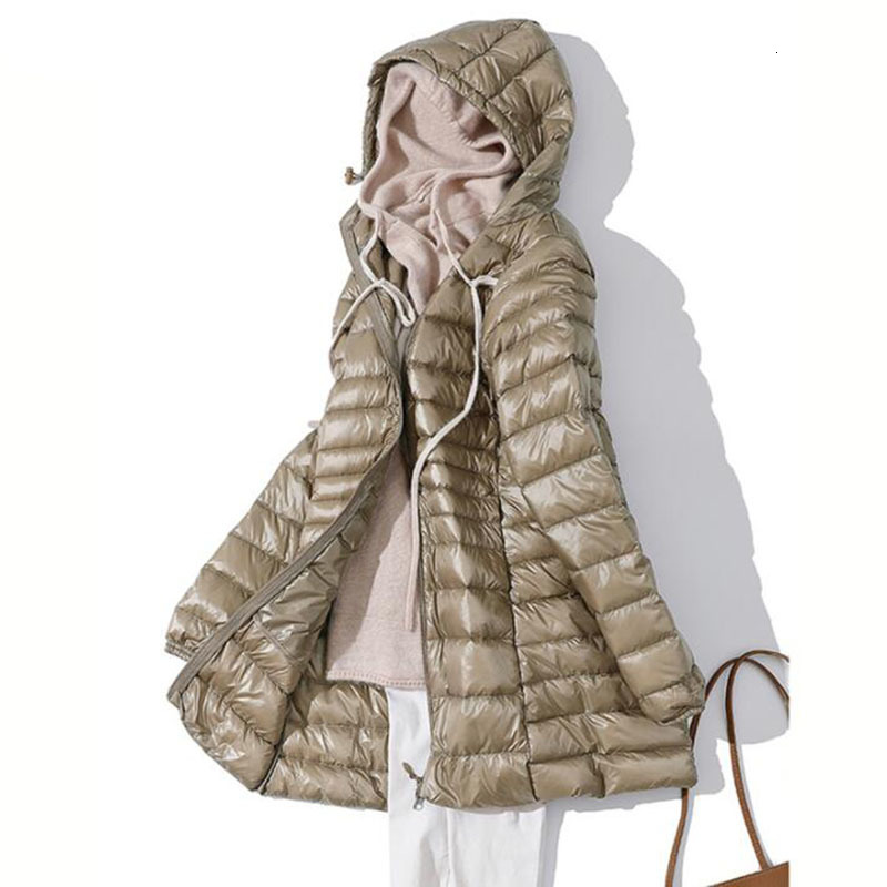 

down 7XL Winter Ultra Light Women Fashion Casual 90% White Duck Down Jacket Plus Size Long Hooded Coat Waterproof Parka, Black