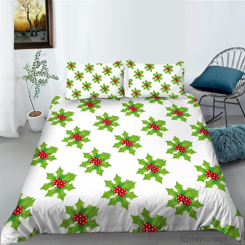 

Bedding Sets Fashion Green And Red Small Cartoon Flowers Set Home Decor Quilt Cover With Pillowcases 2/3 Pieces