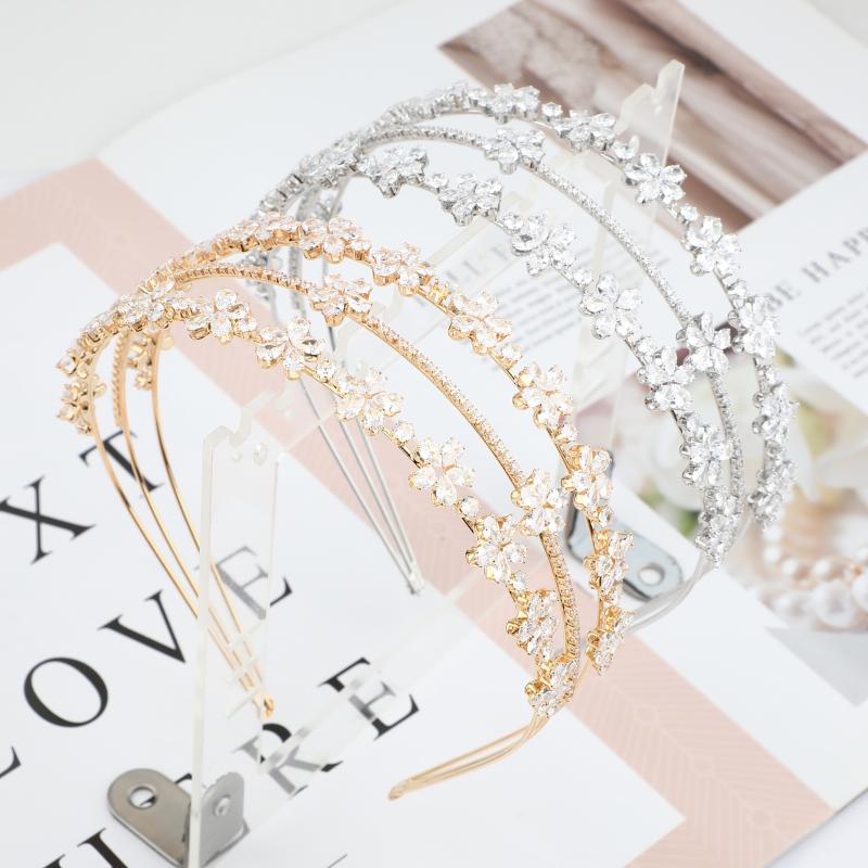 

Hair Clips & Barrettes MYFEIVO Luxury Zircon Hairband Bridesmaid Tiaras Bridal Crown Women Jewelry Accessories HQ0896, Golden;silver