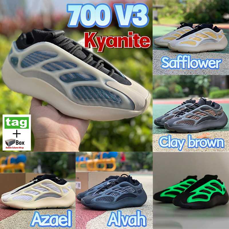 

With box 700 V3 Kyanite Running shoes Clay brown safflower Glow in the dark men sport sneakers Azareth Alvah Azael Reflective women runner trainers, #8- bubble wrap packaging