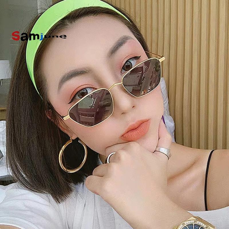 

Sunglasses Samjune Small Frame Metal Irregular Women 2021 Luxury Designer Shades Glasses Vintage Square UV400