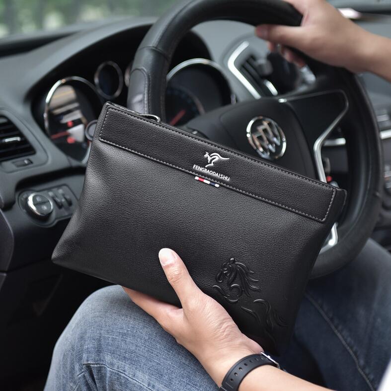 

Factory wholesale men brand shoulder bags England Style large leather envelope storage wallets multi-card business wrist bag simple embossed leathers wallet, Black1(boutique box)