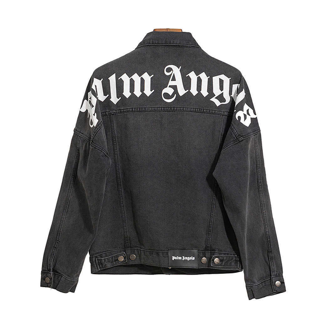 

angcls Street trend palm denim PA angel real correct letter casual jacket 2FUA, Black;brown