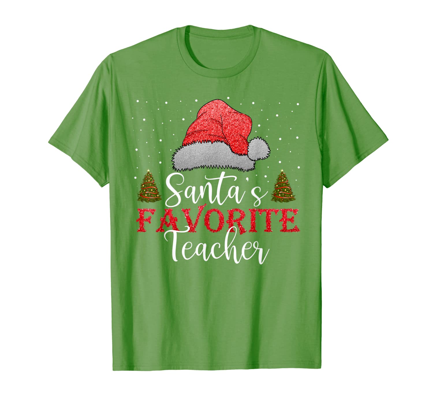 

santa's favorite teacher t-shirt, White;black